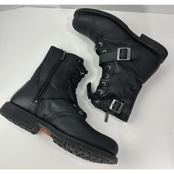 Harley Davidson Ranger 8” Black Leather Zip Lace Buckle Motorcycle Boot Mens 9 M - Picture 9 of 16